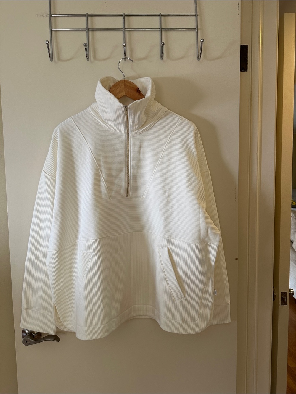 Haven Well Within  Cream Ribbed Funnel-Neck Pullover. New with tags size XL